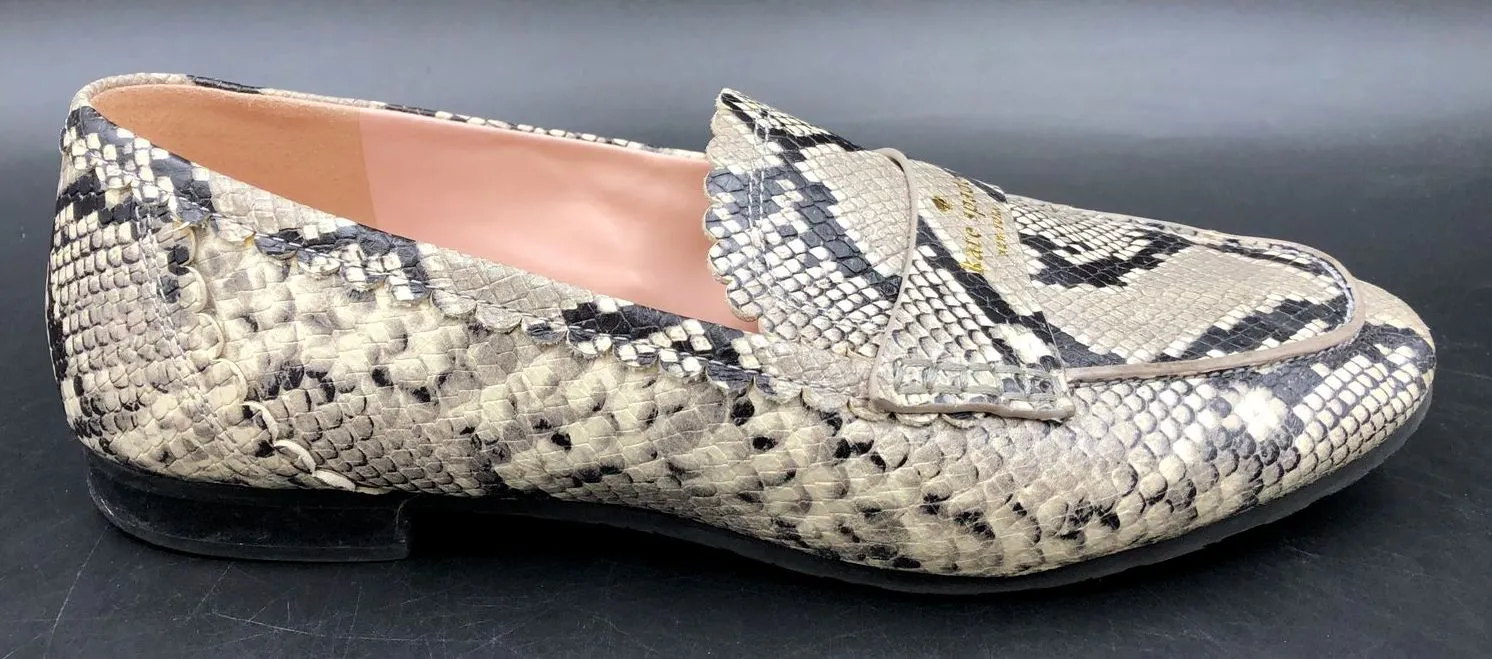 Kate Spade 'Cara Flora' Women's Grey Snake Print Leather Flats - Sz 8.5B ( COA)
