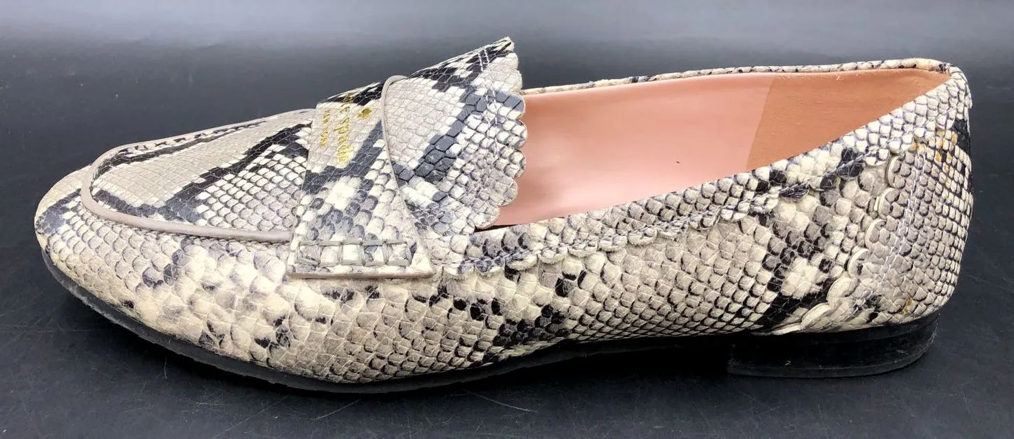 Kate Spade 'Cara Flora' Women's Grey Snake Print Leather Flats - Sz 8.5B ( COA)