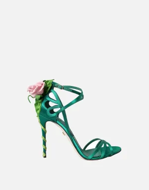 Keira Green Jeweled Sandals