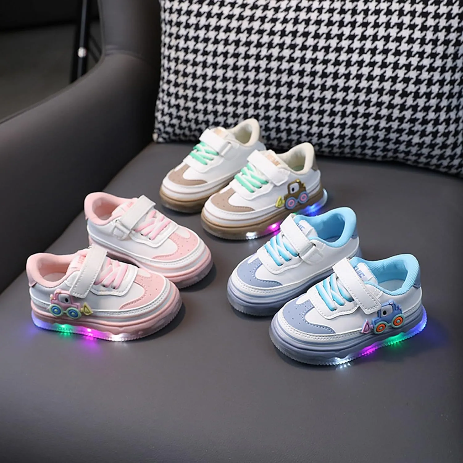Kids Light Up Flashing Sneaker Athletic Running Shoes Lace-Up Slip-on Sneakers for Boy Girl Outdoor Girl Shoes Size 12
