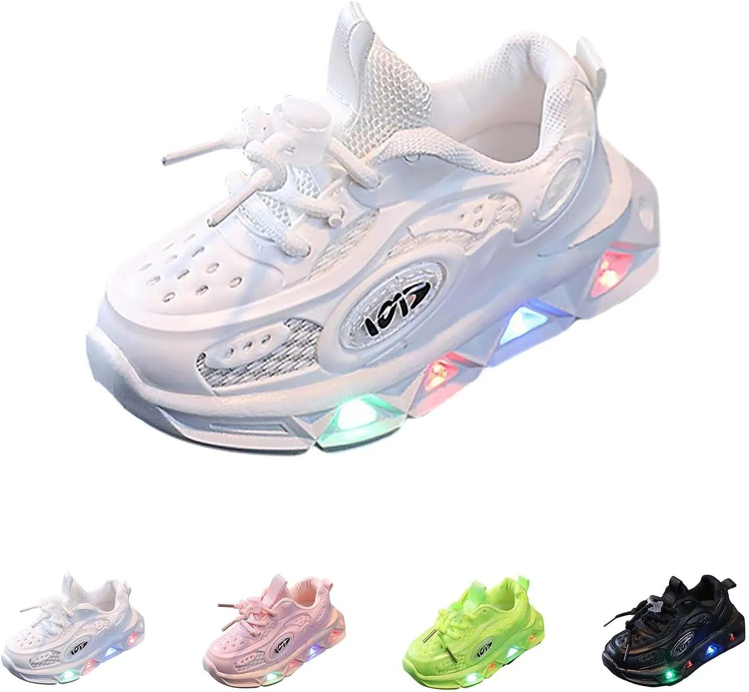 Kids Light Up Shoes Toddler Boys Girls LED Mesh Breathable Lightweight Walking Sneakers Lace Up Luminous Shoes