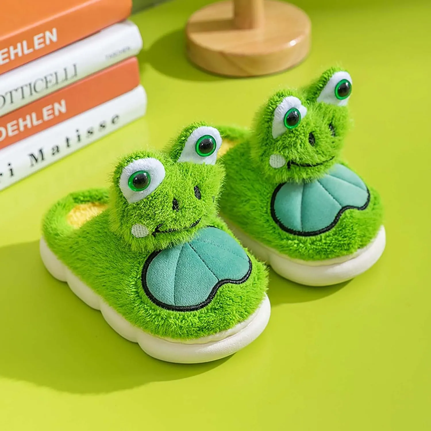 Kids Shoes Frog Slippers Toddler House Slippers Boys Girls Plush Fuzzy Animal Slippers Kids Winter Indoor Household