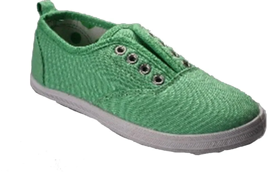 kids size 5-10 green canvas slip on shoes Case of 18