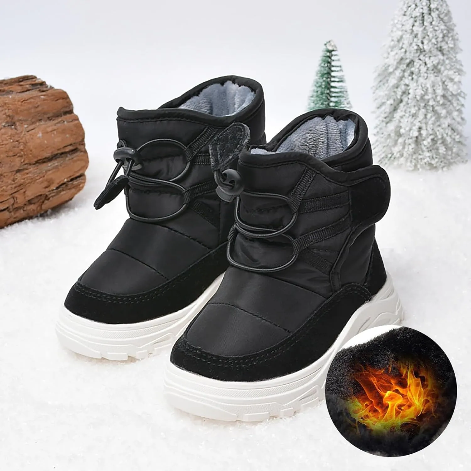 Kids Snow Boots Insulated Winter Snow Boots Faux Fur Lined Winter Warm Unisex Shoes (Toddler/Little Kid/Big Kid)