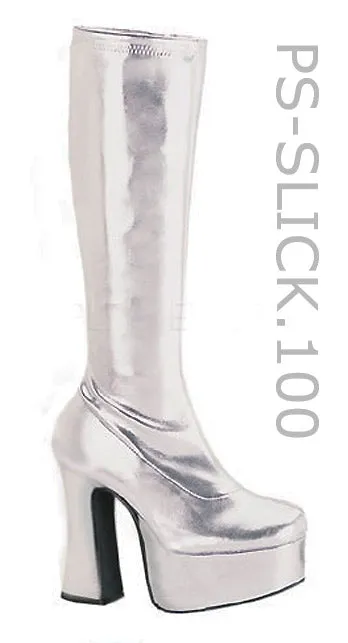 Knee High GoGo Boots with 4-inch Chunky Heel SLICK-100