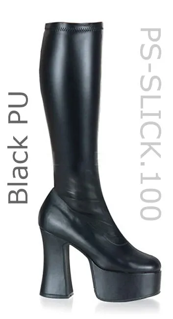 Knee High GoGo Boots with 4-inch Chunky Heel SLICK-100
