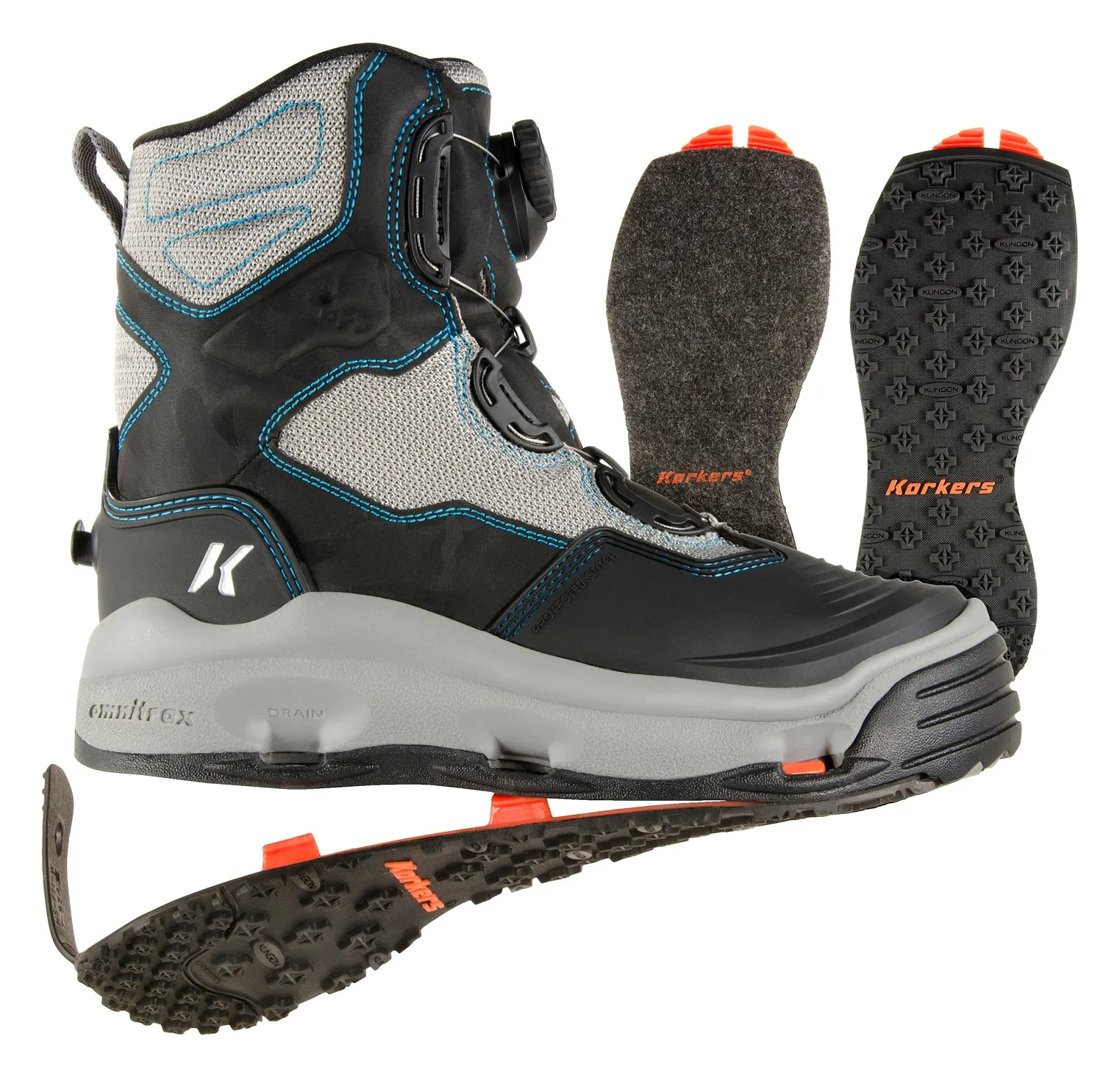 Korkers Women's Darkhorse Wading Boot with Felt & Kling-On Soles