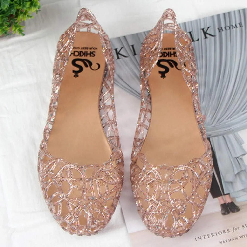 Lace Out Breathable Jelly Pumps Summer Sandals Beach Slip Casual Hollow Women's On Flats Youth Boy Casual Dress Shoe