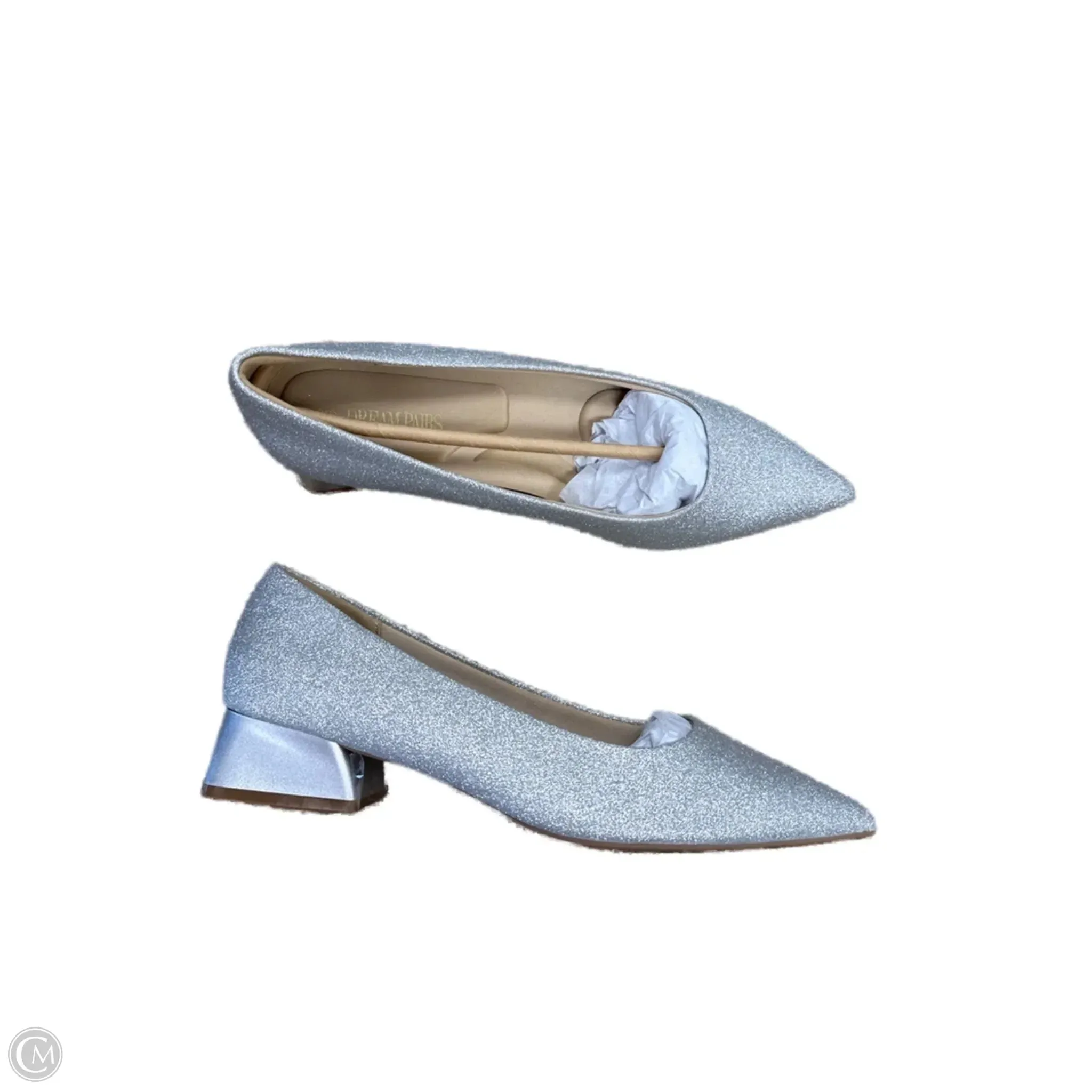 Closed Toe Shoes Light Design Shoes Heels Block By Clothes Mentor In Silver, Size: 9.5