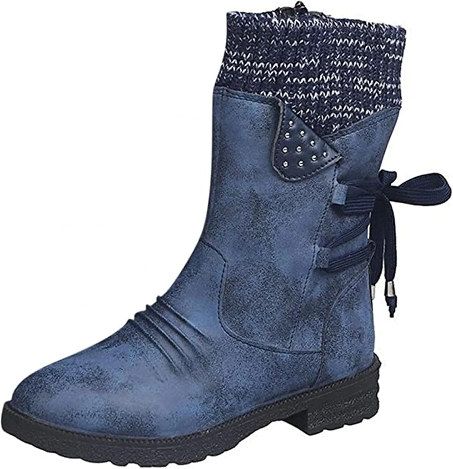 Ladmiple Cowboy Boots For Women Wide Calf Knee High Fashion Western Pointed Toe Chunky Heel Side Zipper Cowgirl Boots