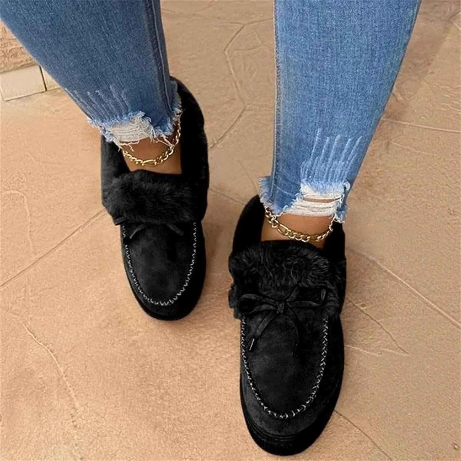 Lausiuoe Snow Boots For Women Cute Fur Lined Anti-Slip Outdoor Shoes Winter Boots Warm Comfortable Fuzzy Ankle Booties 2023