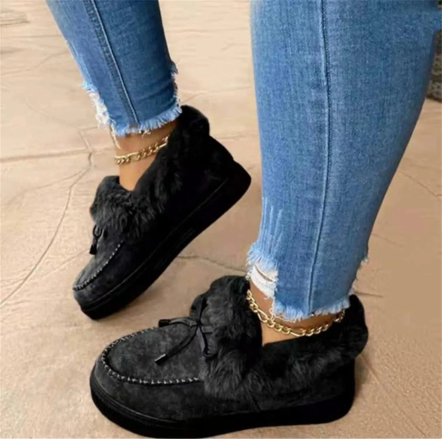 Lausiuoe Snow Boots For Women Cute Fur Lined Anti-Slip Outdoor Shoes Winter Boots Warm Comfortable Fuzzy Ankle Booties 2023