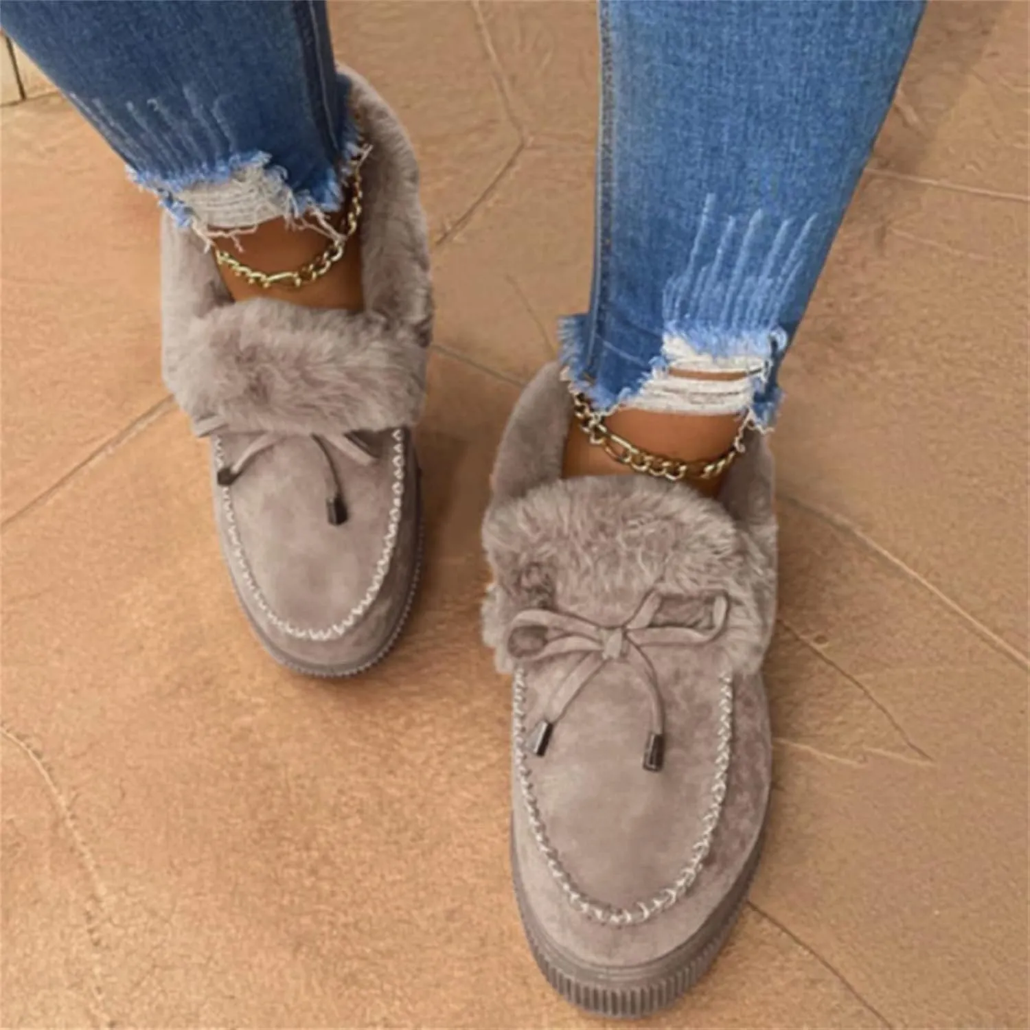 Lausiuoe Snow Boots For Women Cute Fur Lined Anti-Slip Outdoor Shoes Winter Boots Warm Comfortable Fuzzy Ankle Booties 2023