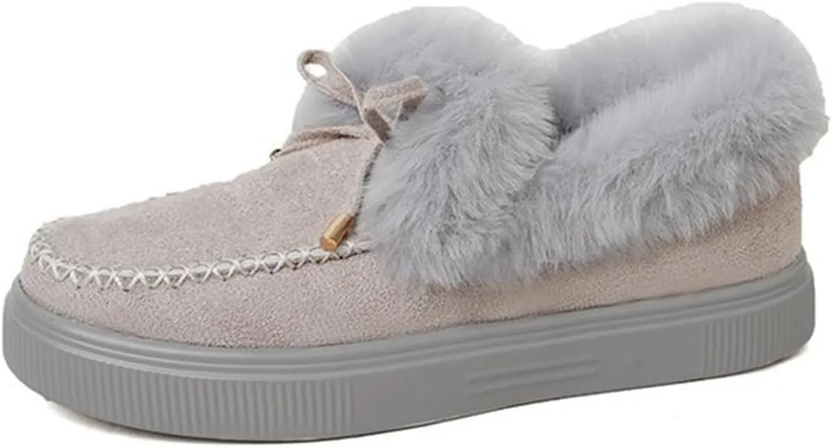 Lausiuoe Snow Boots For Women Cute Wide Calf Winter Fur Lined Warm Ankle Booties Casual Fashion Trendy Slip On Outdoor Shoes
