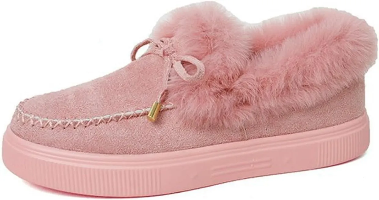 Lausiuoe Snow Boots For Women Cute Wide Calf Winter Fur Lined Warm Ankle Booties Casual Fashion Trendy Slip On Outdoor Shoes
