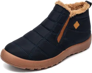 Lausiuoe Snow Boots For Women Waterproof Insulated Wide Width Winter Fur Lined Warm Ankle Booties Slip On Outdoor Shoes