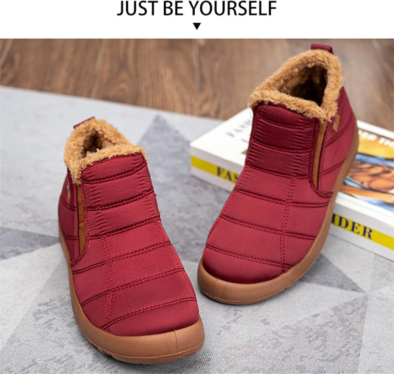 Lausiuoe Snow Boots For Women Waterproof Insulated Wide Width Winter Fur Lined Warm Ankle Booties Slip On Outdoor Shoes