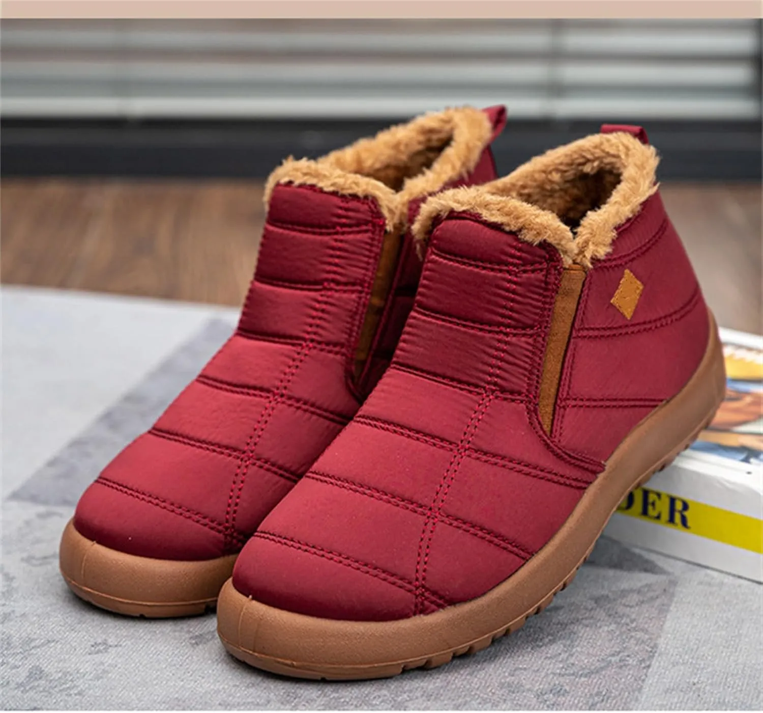 Lausiuoe Snow Boots For Women Waterproof Insulated Wide Width Winter Fur Lined Warm Ankle Booties Slip On Outdoor Shoes