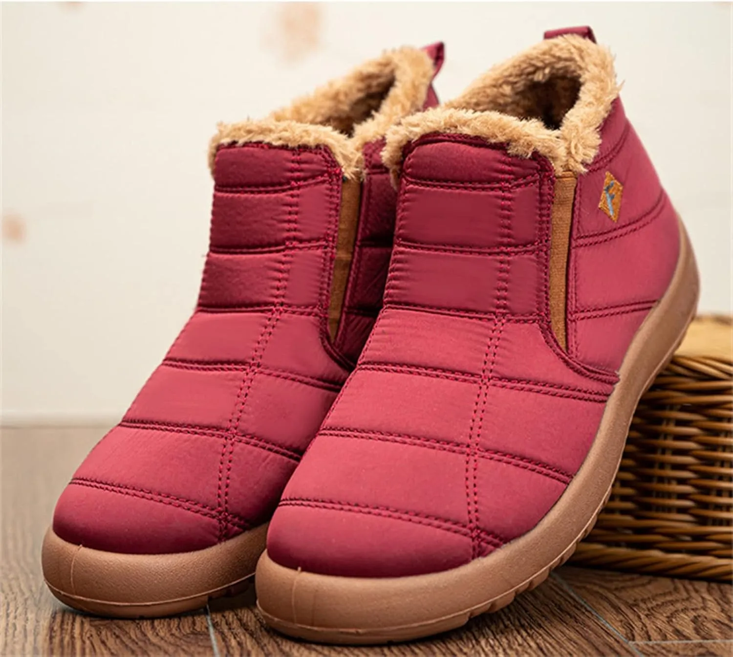 Lausiuoe Snow Boots For Women Waterproof Insulated Wide Width Winter Fur Lined Warm Ankle Booties Slip On Outdoor Shoes
