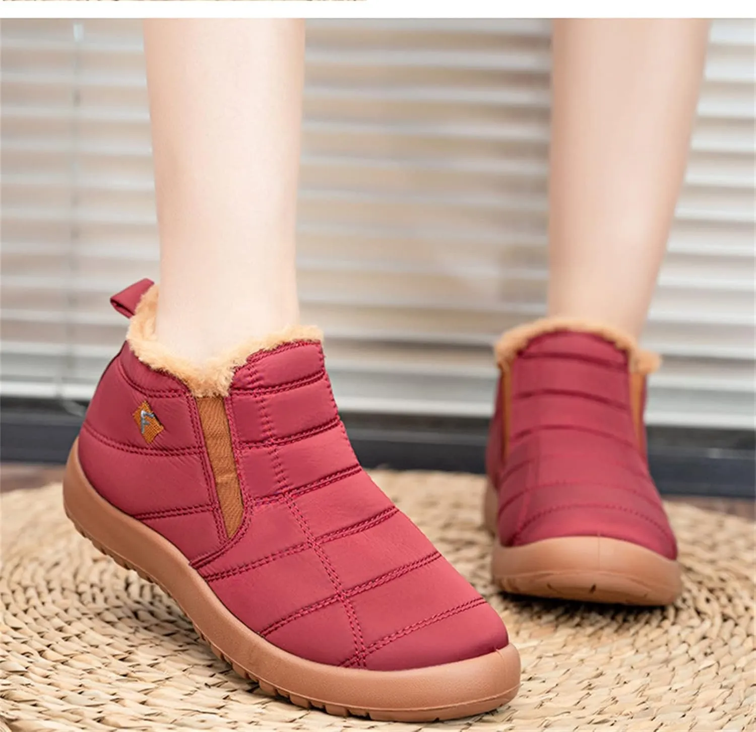 Lausiuoe Snow Boots For Women Waterproof Insulated Wide Width Winter Fur Lined Warm Ankle Booties Slip On Outdoor Shoes