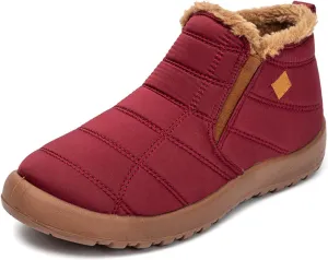 Lausiuoe Snow Boots For Women Waterproof Insulated Wide Width Winter Fur Lined Warm Ankle Booties Slip On Outdoor Shoes