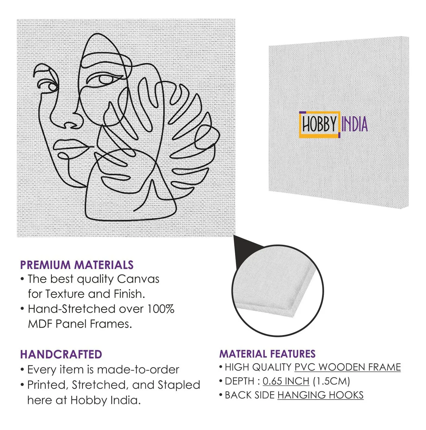 Leaf With Women DIY Canvas Base for Painting