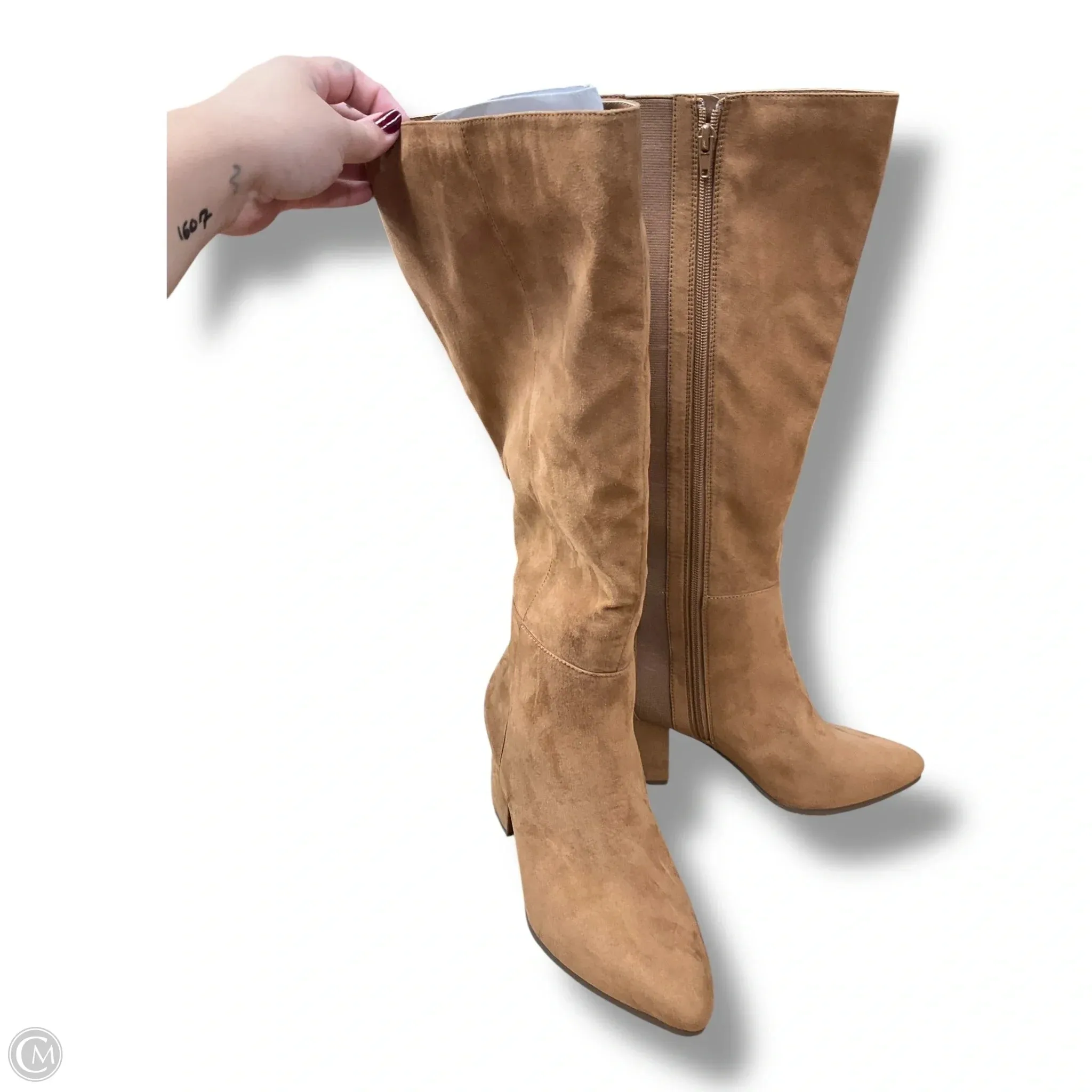 Fashion Forward Style Boots Knee Heels By Lane Bryant In Tan, Size: 8