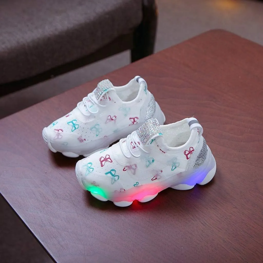 LED Light Up Shoes Boys Girls Kids Breathable Cute Fashion Flashing Sneaker Athletic Running First Walking Shoes