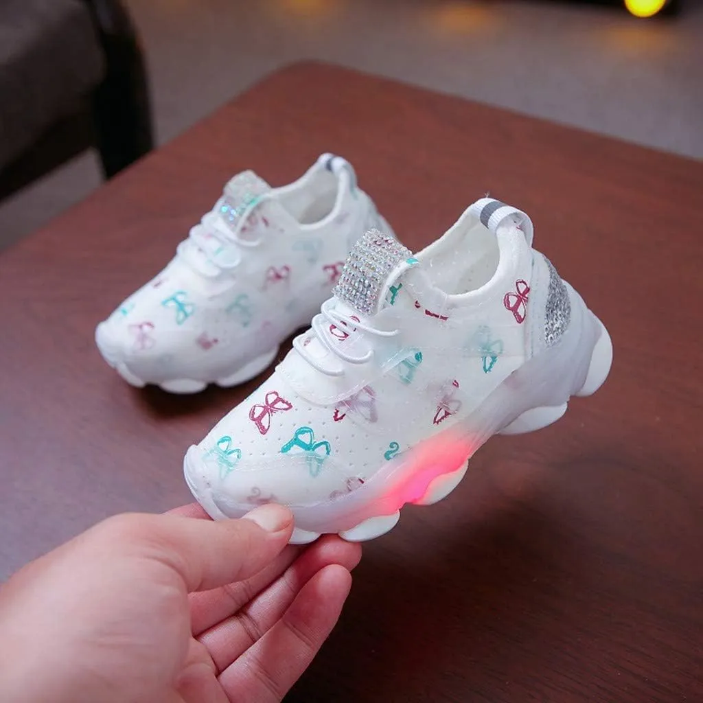 LED Light Up Shoes Boys Girls Kids Breathable Cute Fashion Flashing Sneaker Athletic Running First Walking Shoes