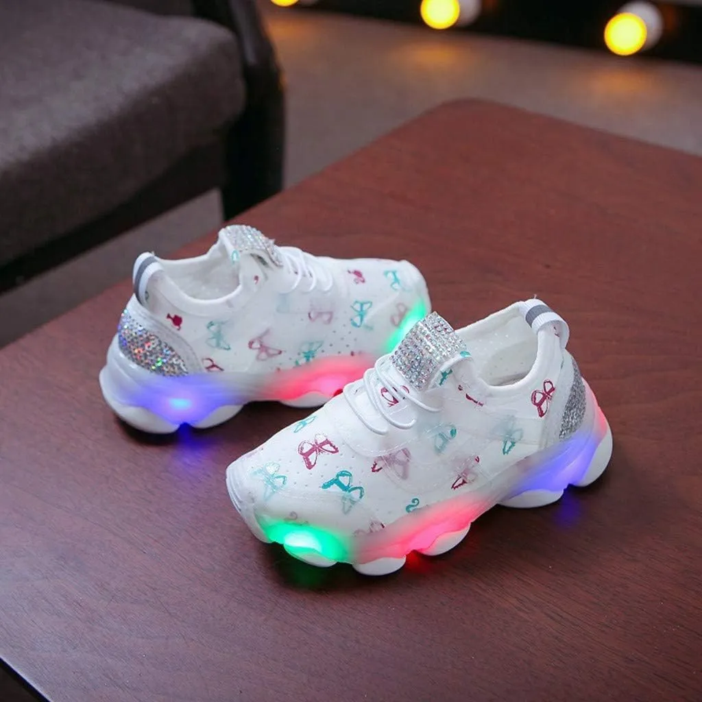 LED Light Up Shoes Boys Girls Kids Breathable Cute Fashion Flashing Sneaker Athletic Running First Walking Shoes