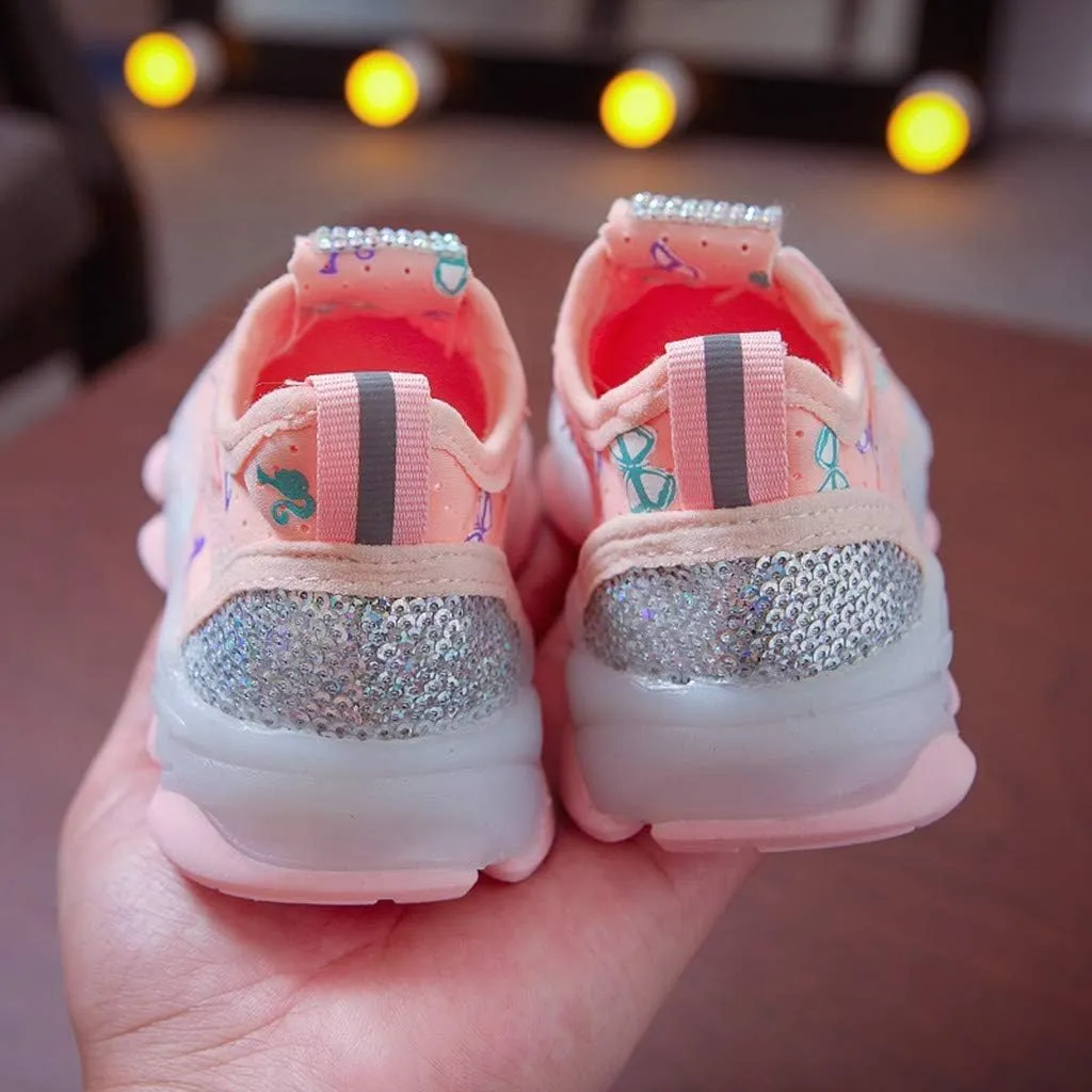 LED Light Up Shoes Boys Girls Kids Breathable Cute Fashion Flashing Sneaker Athletic Running First Walking Shoes