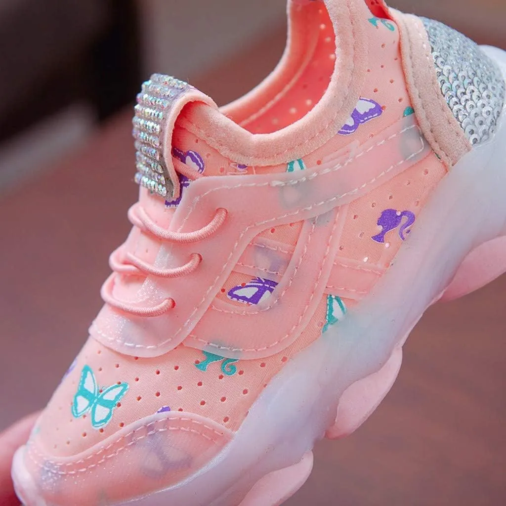 LED Light Up Shoes Boys Girls Kids Breathable Cute Fashion Flashing Sneaker Athletic Running First Walking Shoes