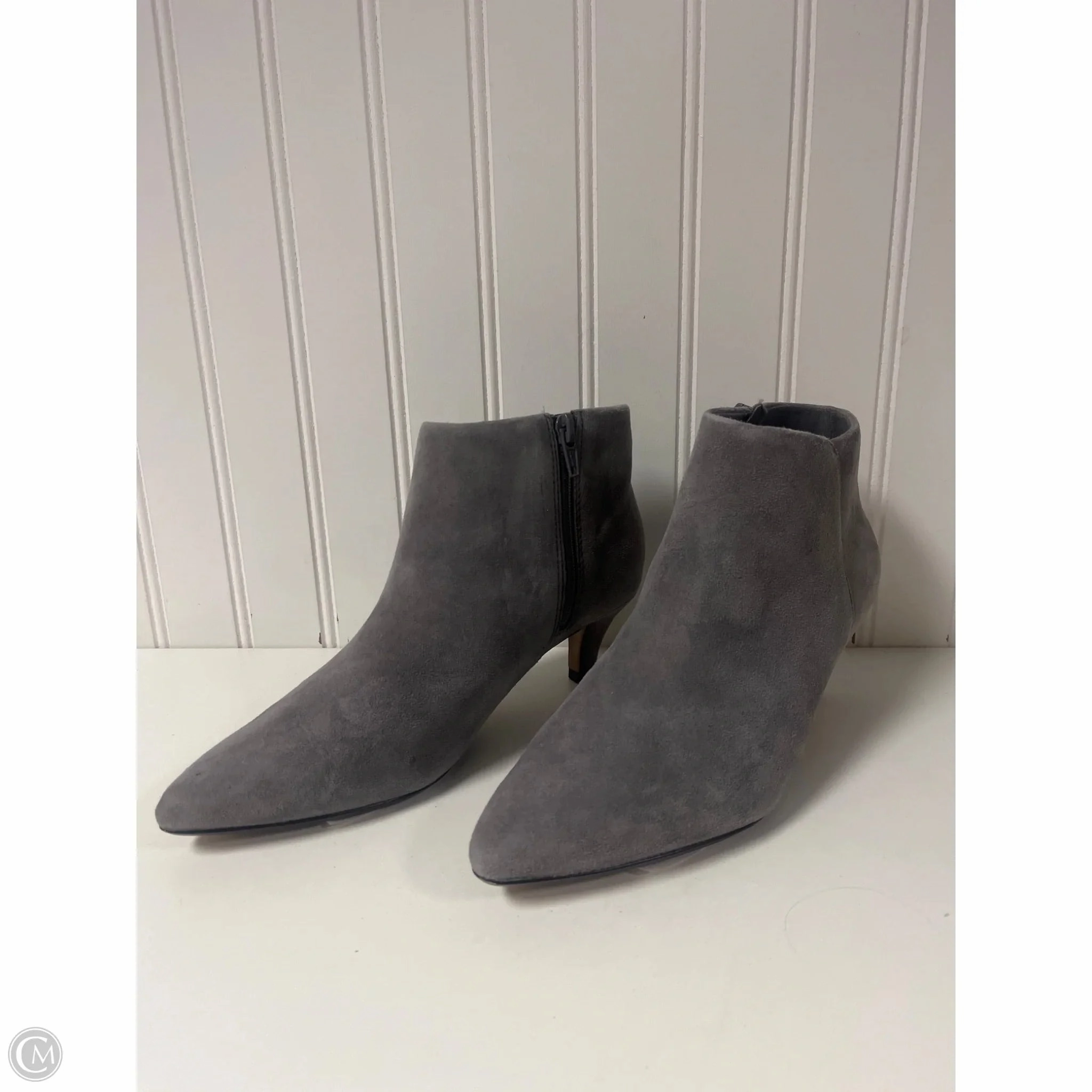 Shock Absorbing Midsole Compression Resistant Foam Boots Ankle Heels By Clarks In Grey, Size: 5.5