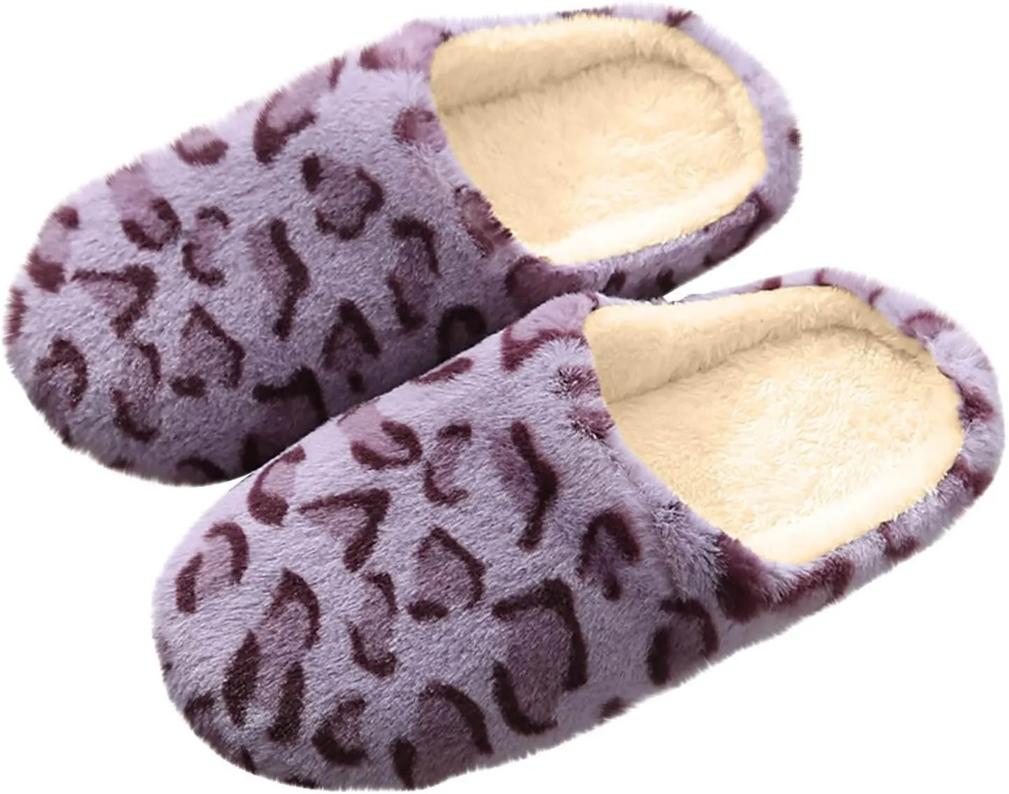 Leopard print slippers Ladies Winter Soft Plush Slipper for Women Cozy Indoor Outdoor Warm Slippers Non-Slip Cotton Slipper House Shoes