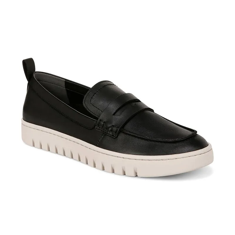 Women's Uptown Black Leather Instant Footwear Slip On Movement