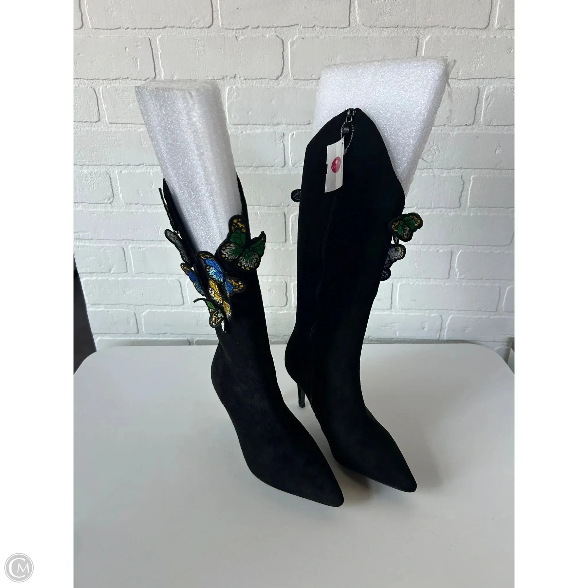 Boots Mid-calf Heels By Clothes Mentor In Black & Blue, Size: 5.5 Easy Wear