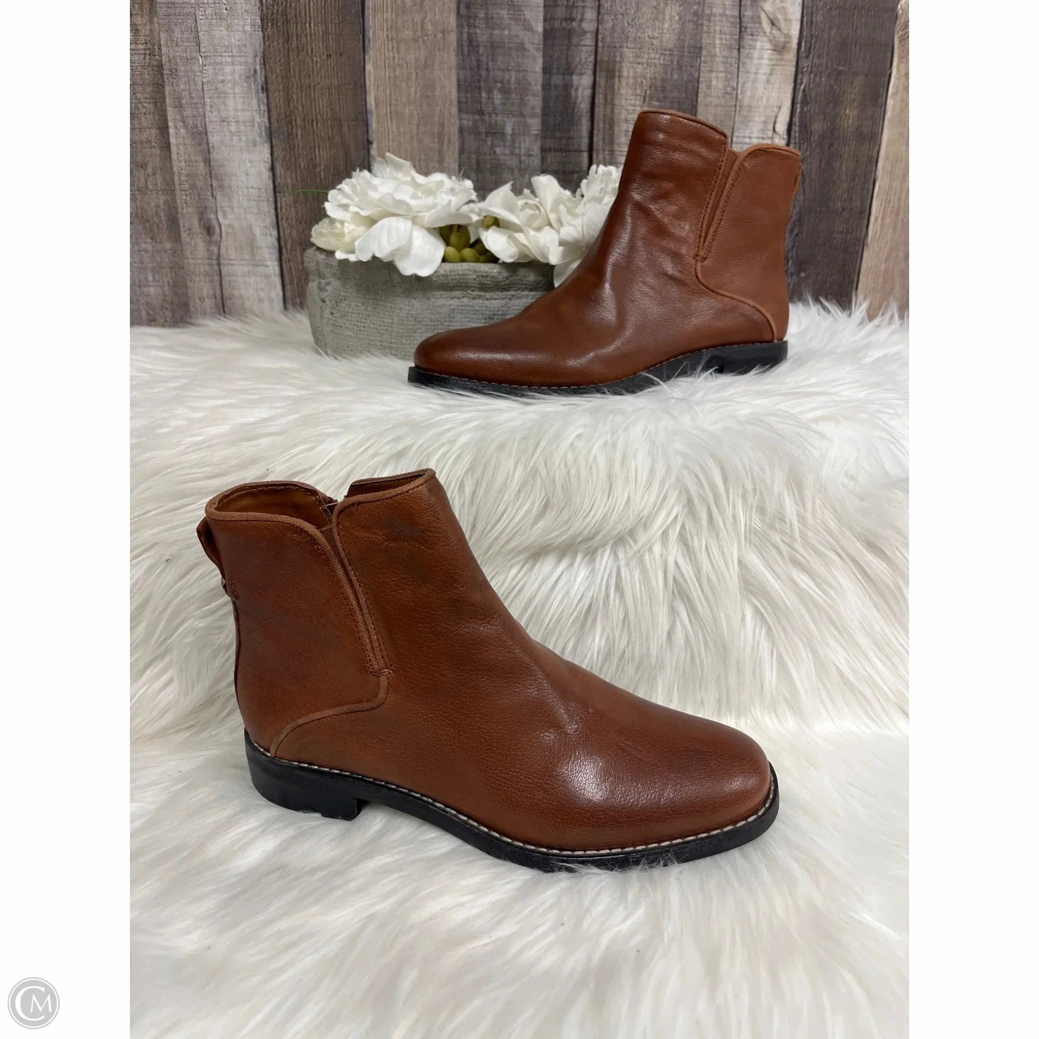 Cowgirl Vibe Pointed Toe Boots Ankle Flats By Franco Sarto In Brown, Size: 7.5