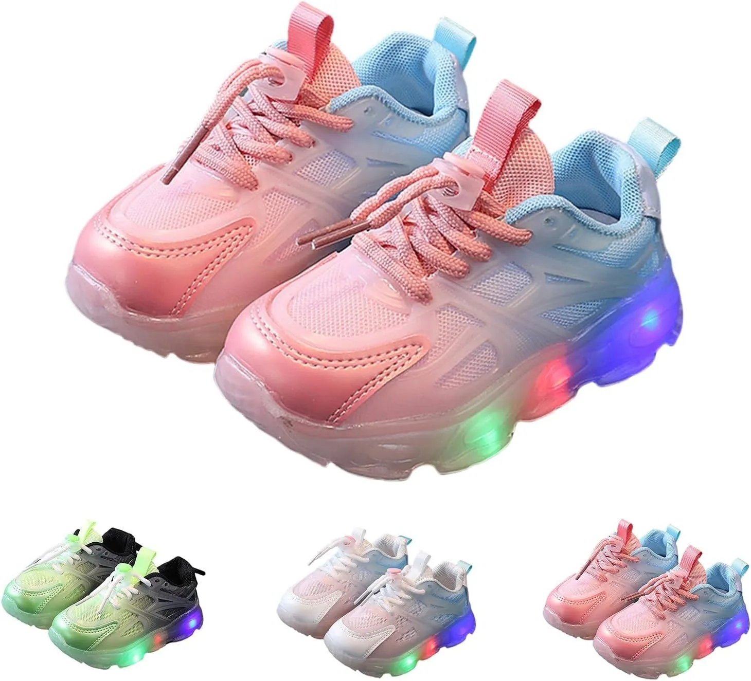 Little Boys Girls Light Up Shoes Lightweight Breathable Comfy Soft Running Tennis Kids Anti Slip School Sneakers