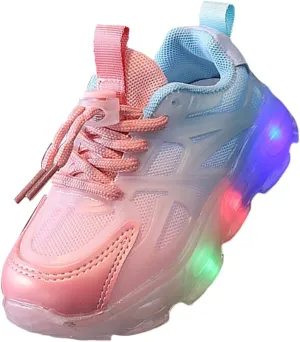 Little Boys Girls Light Up Shoes Lightweight Breathable Comfy Soft Running Tennis Kids Anti Slip School Sneakers