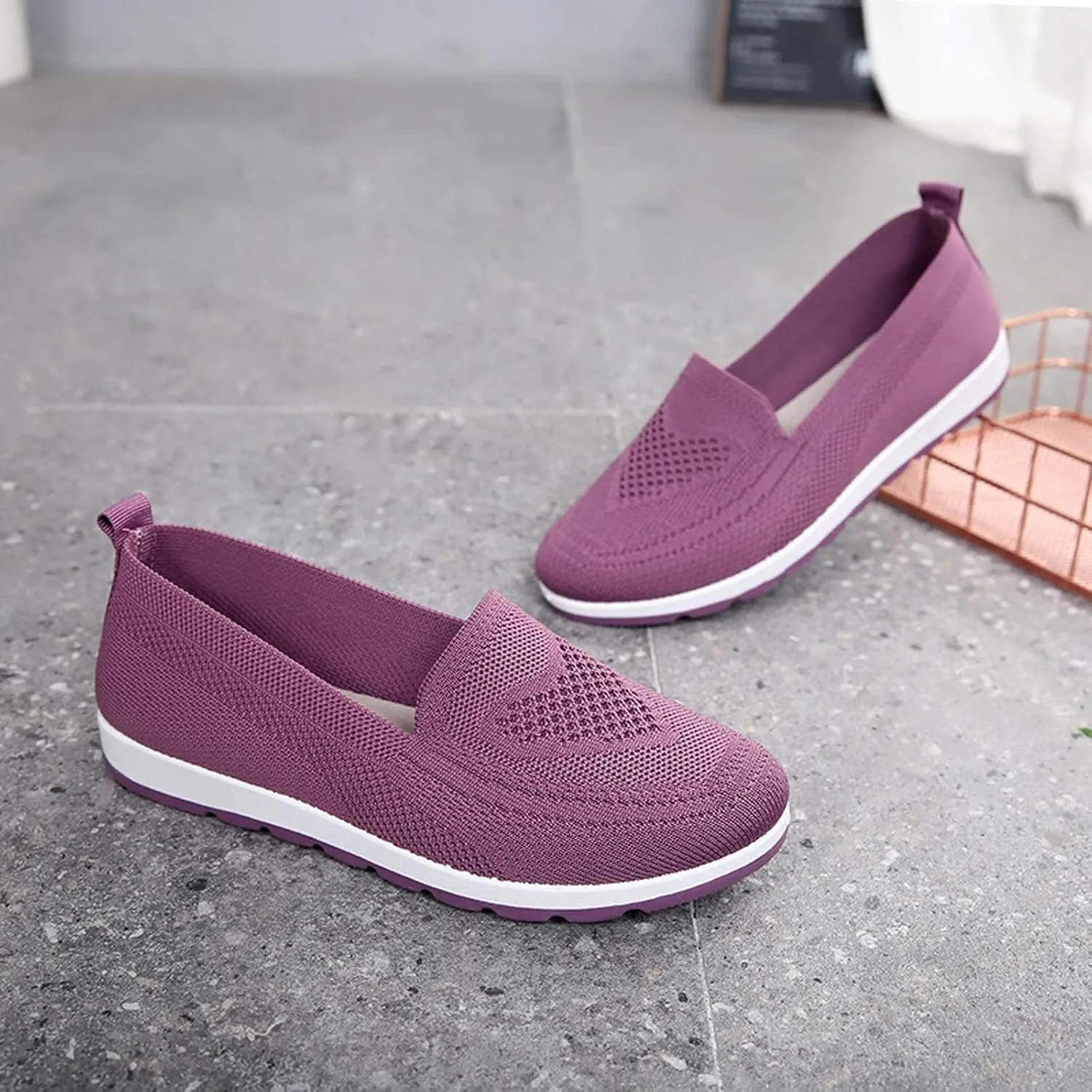 Loafers for Women Comfort Slip On Walking Shoes Wide Width Casual Sneaker Knit Dressy Comfortable Business Work Flat𝐬