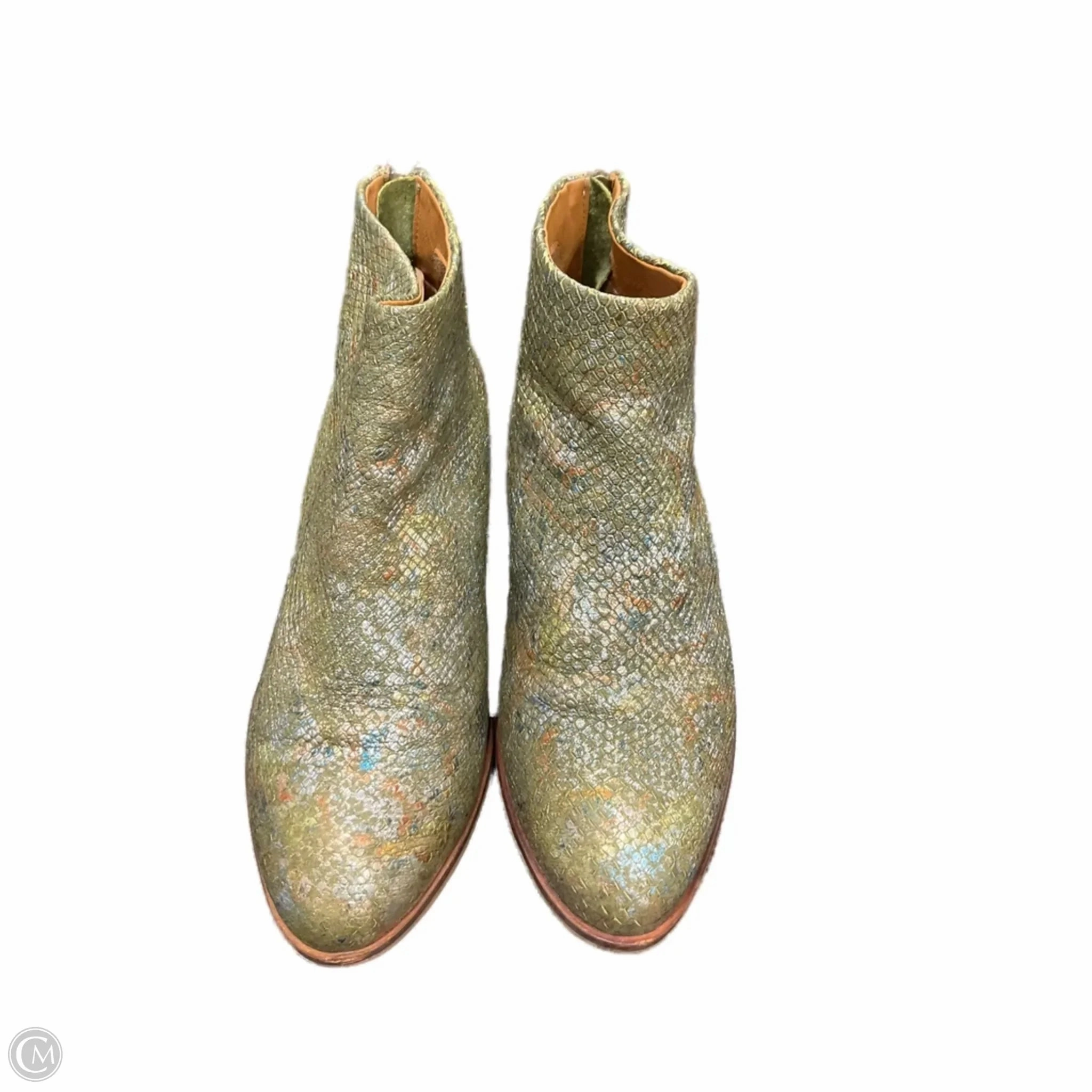 Boots Ankle Heels By Seychelles In Gold & Green, Size: 8 Rugged Built Mountain Climber Grippy Outsole Weekend Wanderer