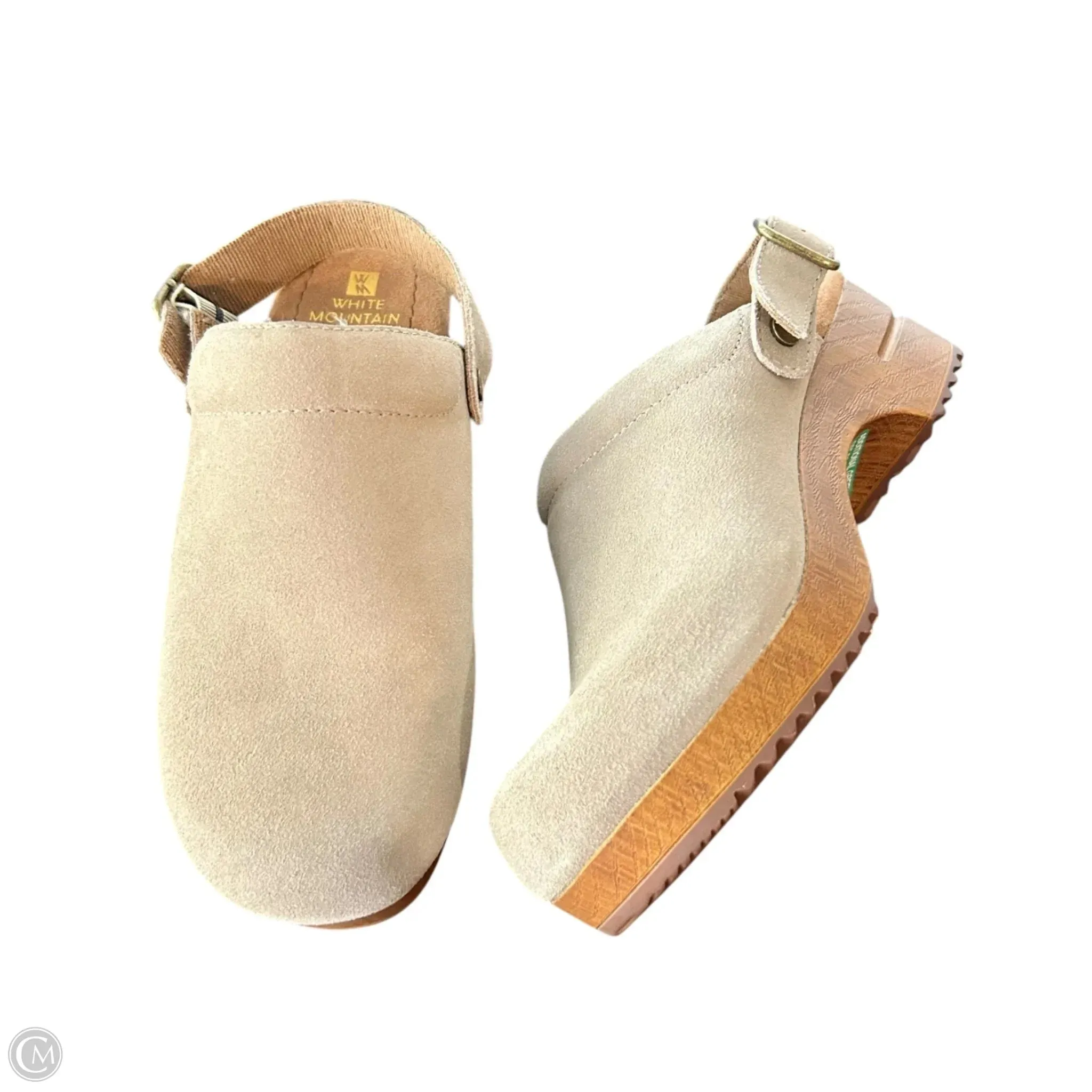 Shoes Heels Block By White Mountain In Taupe, Size: 7 Stable pointed heel sandals