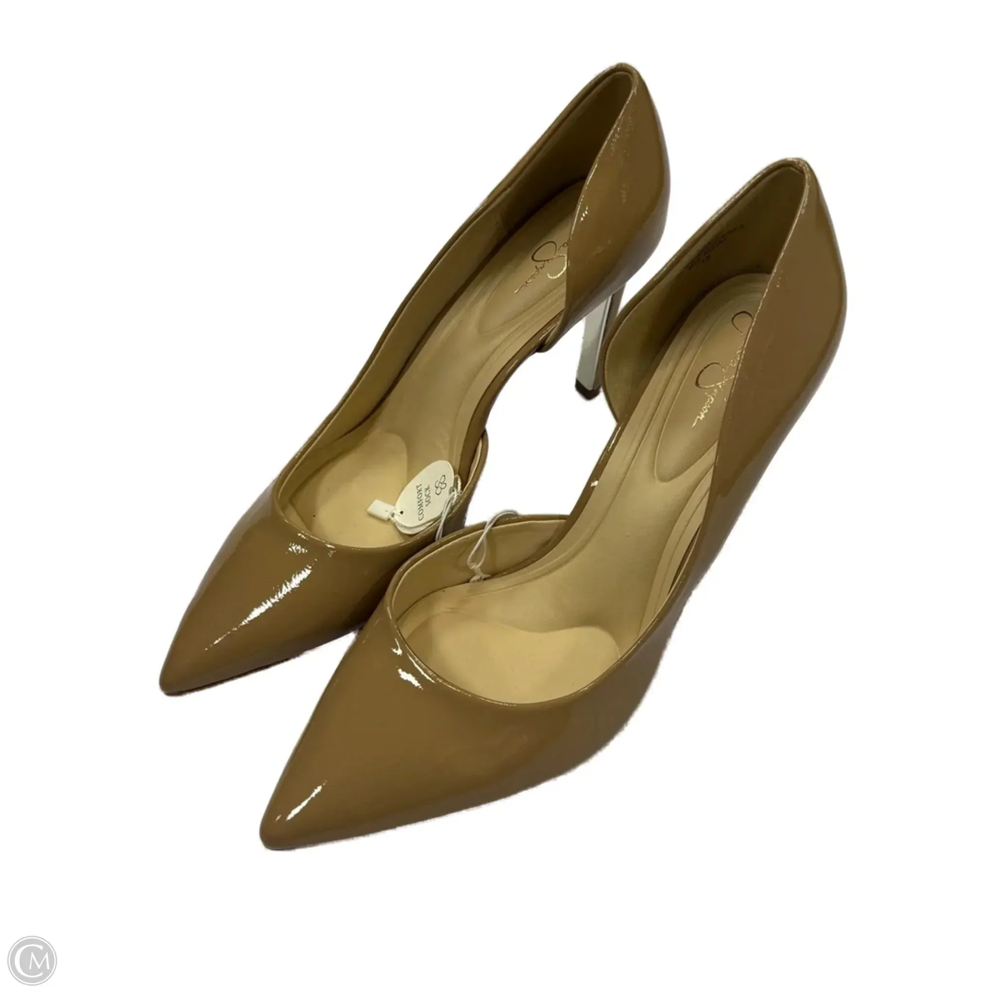 Embellished Sleek Dress Shoes Shoes Heels Stiletto By Jessica Simpson In Beige, Size: 10