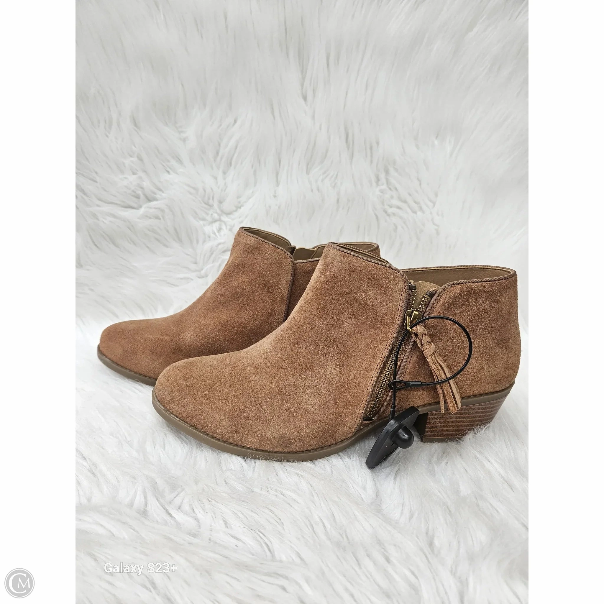 Boots Ankle Heels By Vionic In Brown, Size: 10 Elastic Collar zipper