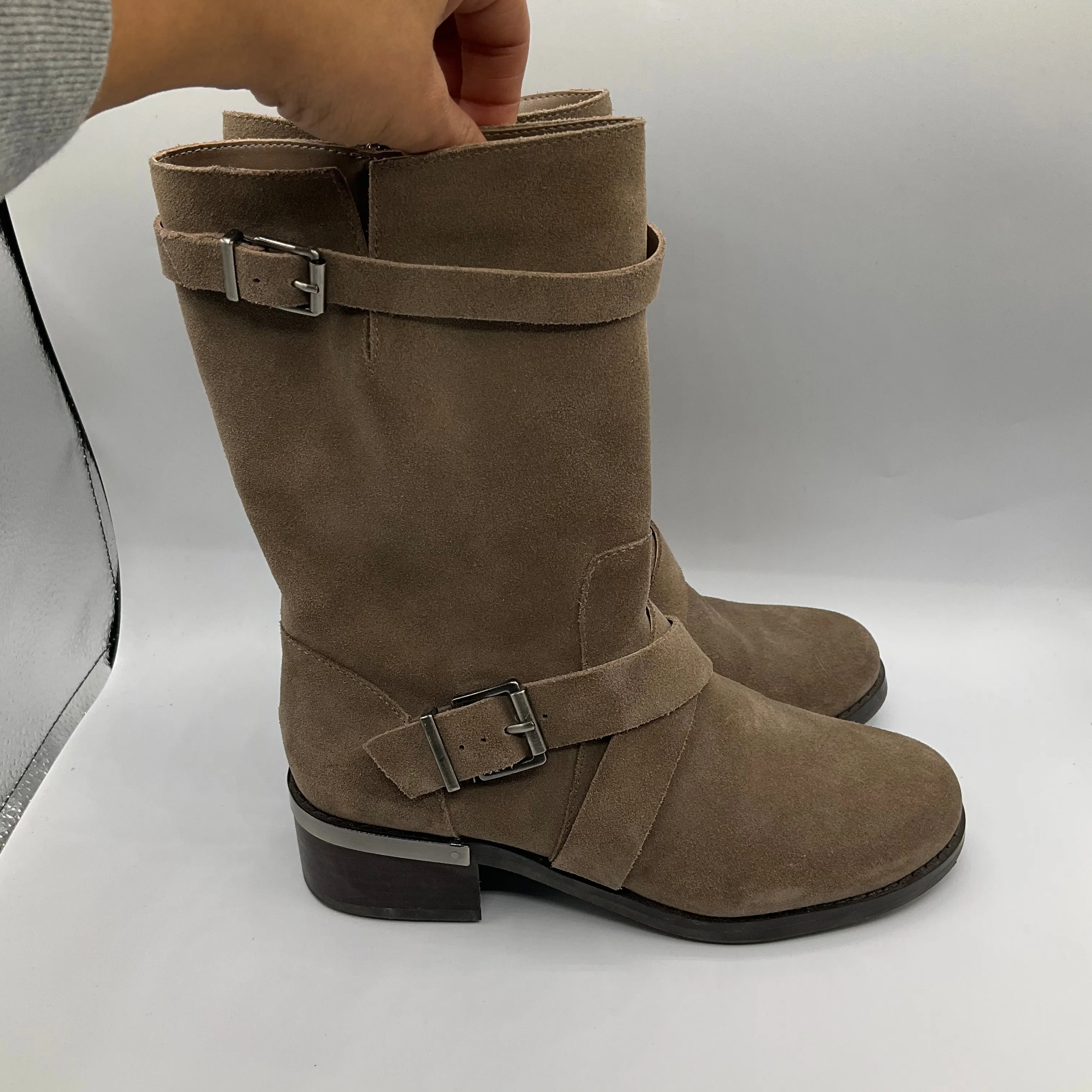 All Season Boots Mid-calf Flats By Vince Camuto In Tan, Size: 7.5
