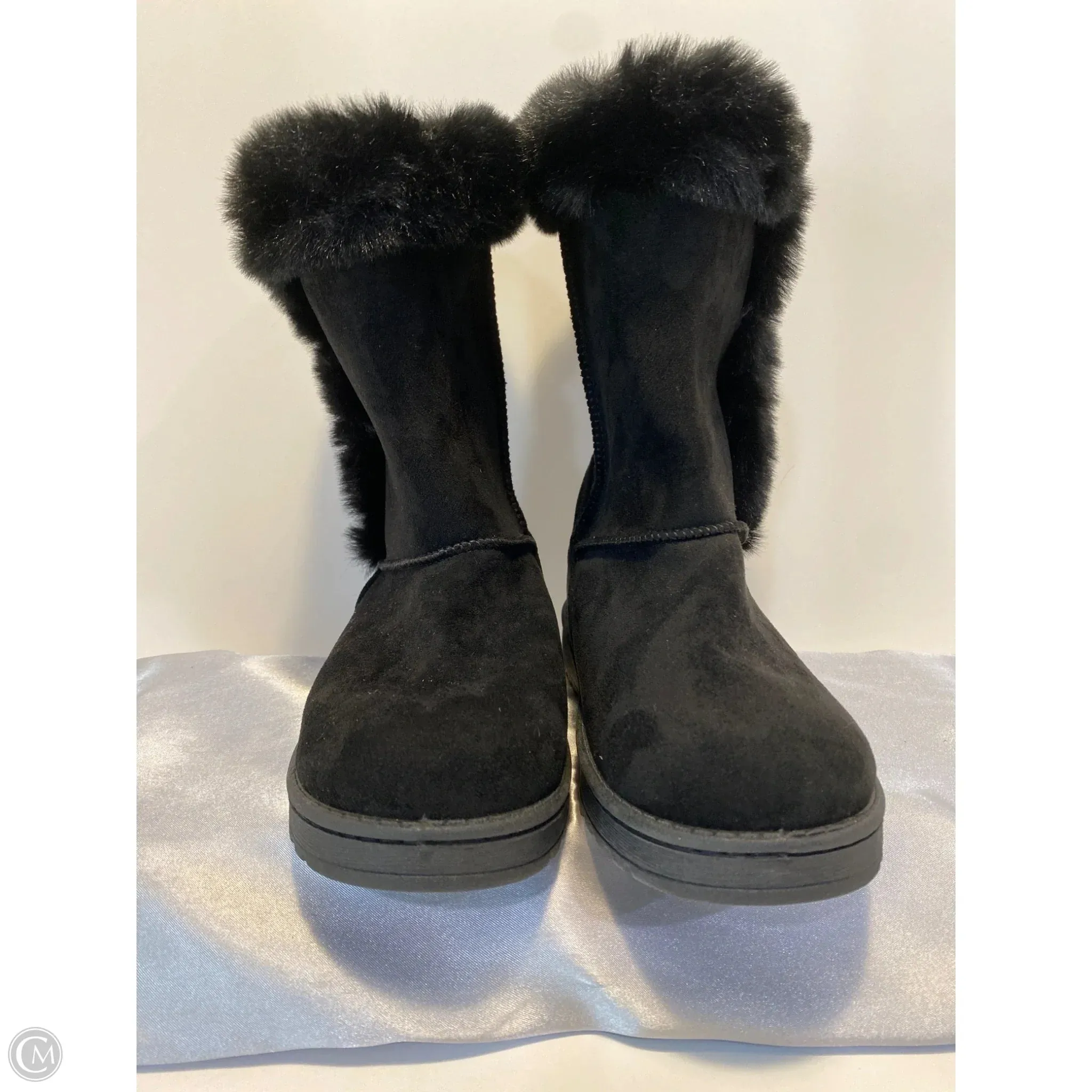 Boots Mid-calf Flats By So In Black, Size: 5.5 slim fit Party Chic