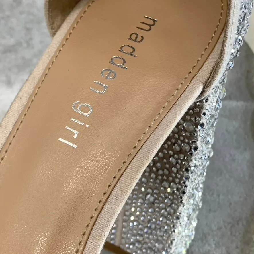 MADDEN GIRL Women's Ivy Rhinestone Omega Platform Square-Toe Heels SZ 10