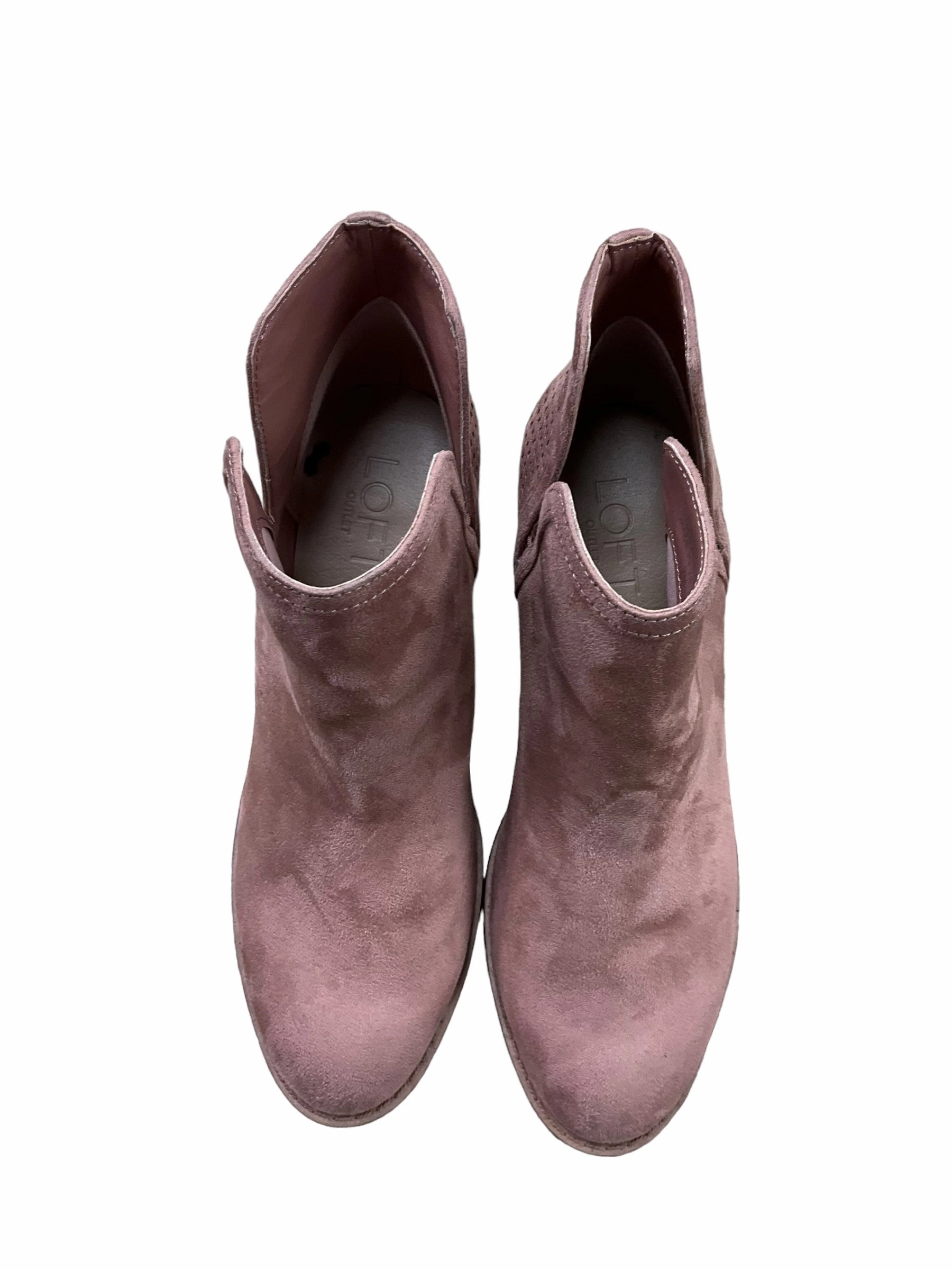 Mauve Boots Ankle Heels Loft, Size 7 Comfortable bend Comfort Lining Mountain Climber
