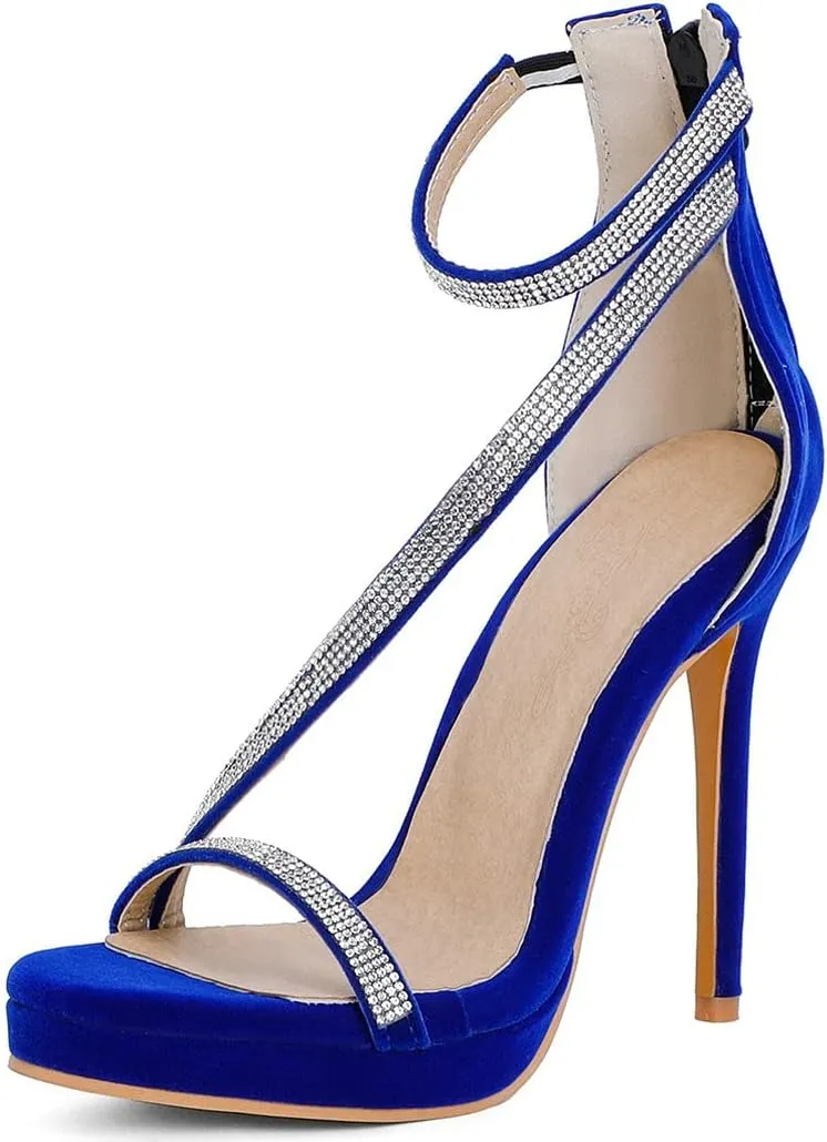 Meefit Women Sparkly High Heel Sandals Open Toe Stiletto Platform Glitter Sandals