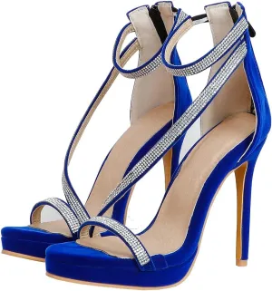 Meefit Women Sparkly High Heel Sandals Open Toe Stiletto Platform Glitter Sandals